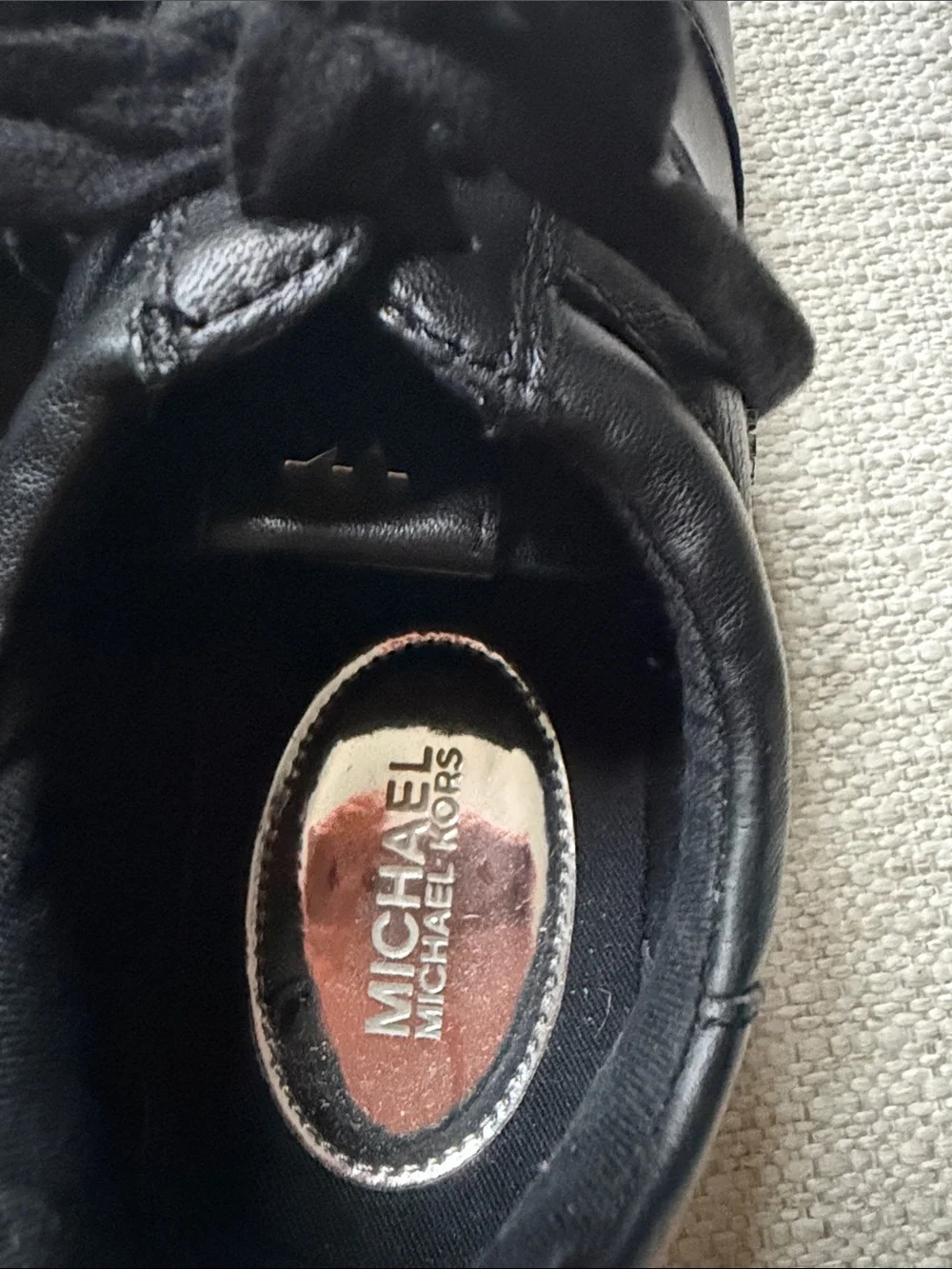Michael Kors Black Leather Lace-Up Sneakers
